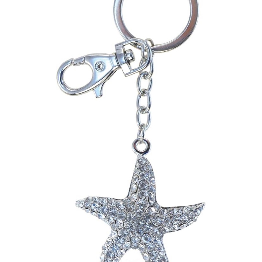 Silver Star Rhinestone Key Holder and Bag Charm